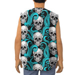 Octopus Tentacles Skull Pattern Print Sleeveless Baseball Jersey