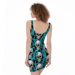 Octopus Tentacles Skull Pattern Print Sleeveless Bodycon Dress