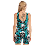 Octopus Tentacles Skull Pattern Print Sleeveless One Piece Swimsuit
