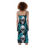 Octopus Tentacles Skull Pattern Print Slim Fit Midi Cami Dress