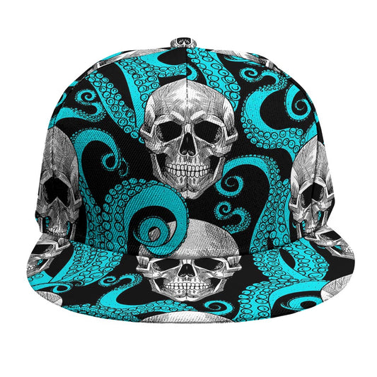 Octopus Tentacles Skull Pattern Print Snapback Cap