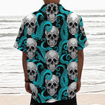 Octopus Tentacles Skull Pattern Print Textured Short Sleeve Shirt