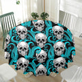 Octopus Tentacles Skull Pattern Print Waterproof Round Tablecloth