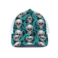 Octopus Tentacles Skull Pattern Print White Mesh Trucker Hat