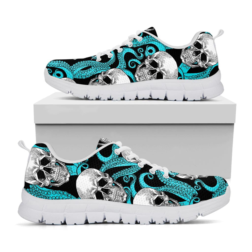 Octopus Tentacles Skull Pattern Print White Running Shoes