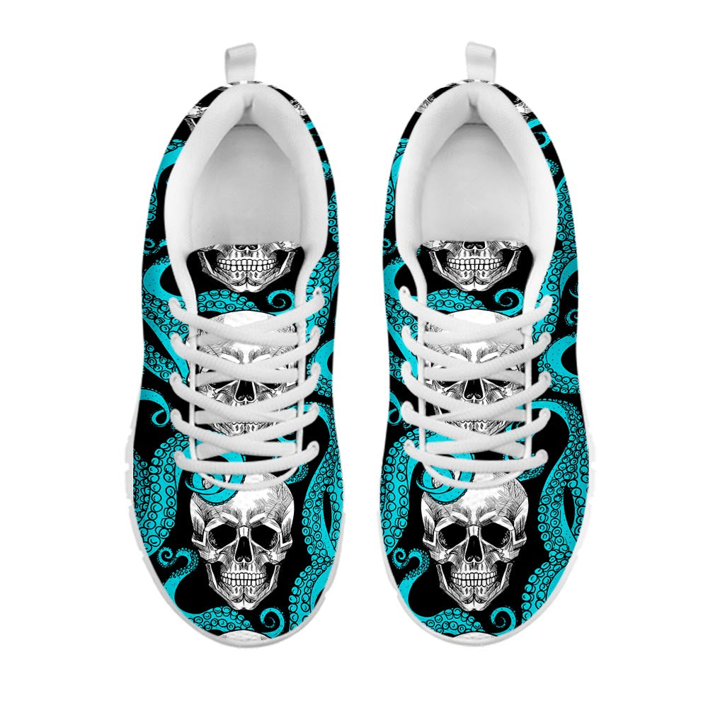 Octopus Tentacles Skull Pattern Print White Running Shoes