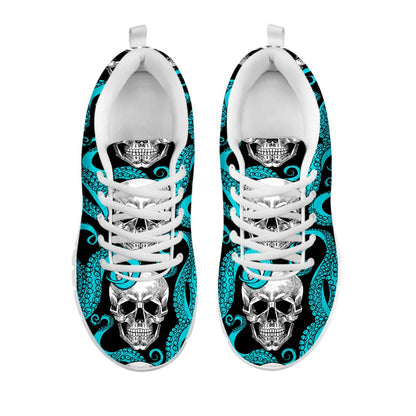 Octopus Tentacles Skull Pattern Print White Running Shoes
