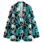 Octopus Tentacles Skull Pattern Print Women's Blazer