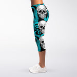 Octopus Tentacles Skull Pattern Print Women's Capri Leggings