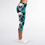 Octopus Tentacles Skull Pattern Print Women's Capri Leggings
