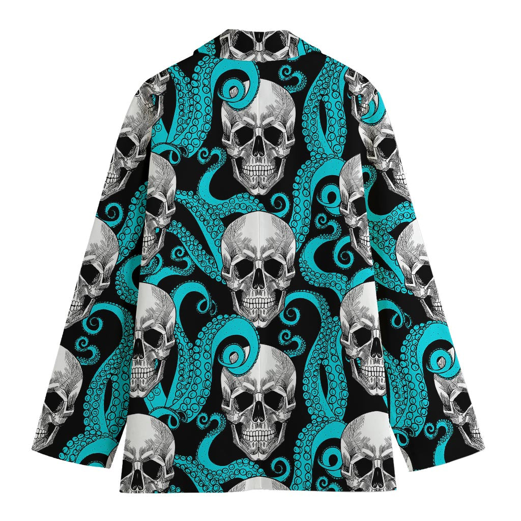 Octopus Tentacles Skull Pattern Print Women's Cotton Blazer