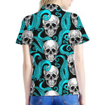 Octopus Tentacles Skull Pattern Print Women's Polo Shirt