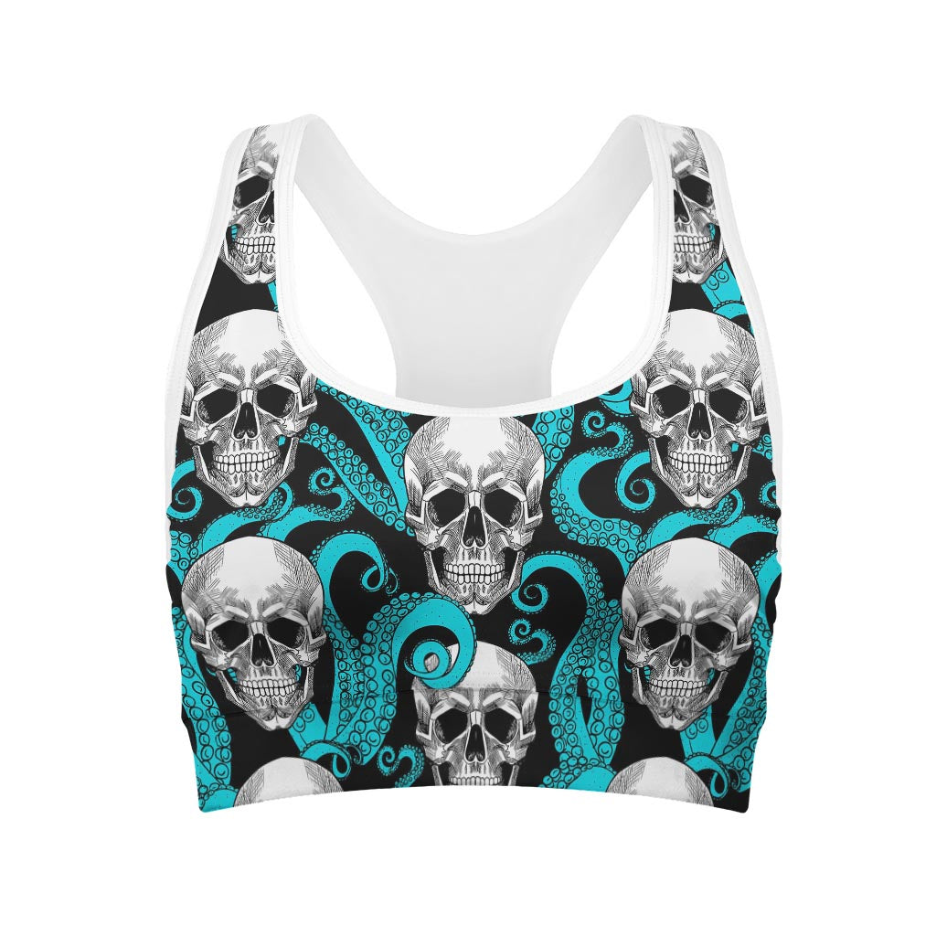 Octopus Tentacles Skull Pattern Print Women's Sports Bra