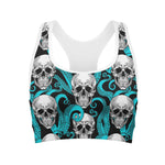 Octopus Tentacles Skull Pattern Print Women's Sports Bra