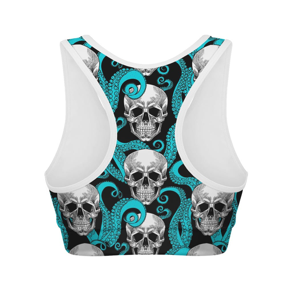 Octopus Tentacles Skull Pattern Print Women's Sports Bra