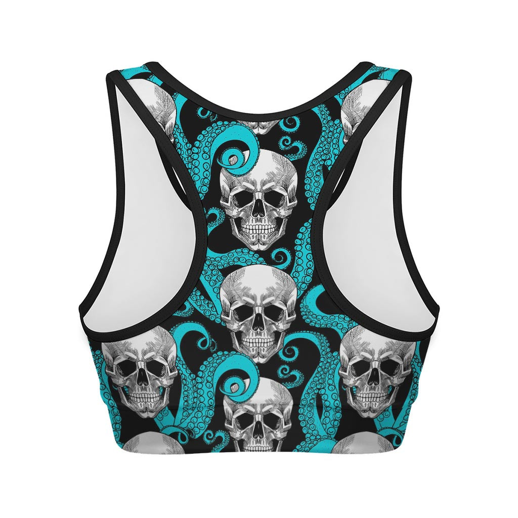 Octopus Tentacles Skull Pattern Print Women's Sports Bra