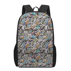 Old Cassette Tape Print 17 Inch Backpack