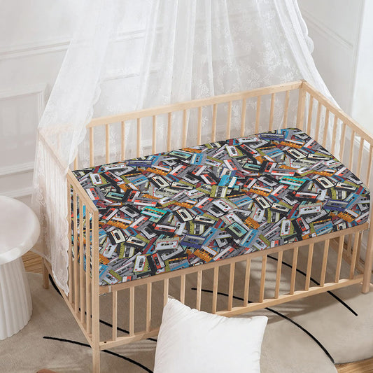 Old Cassette Tape Print Baby Crib Sheet