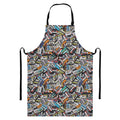 Old Cassette Tape Print Bib Apron With Pocket