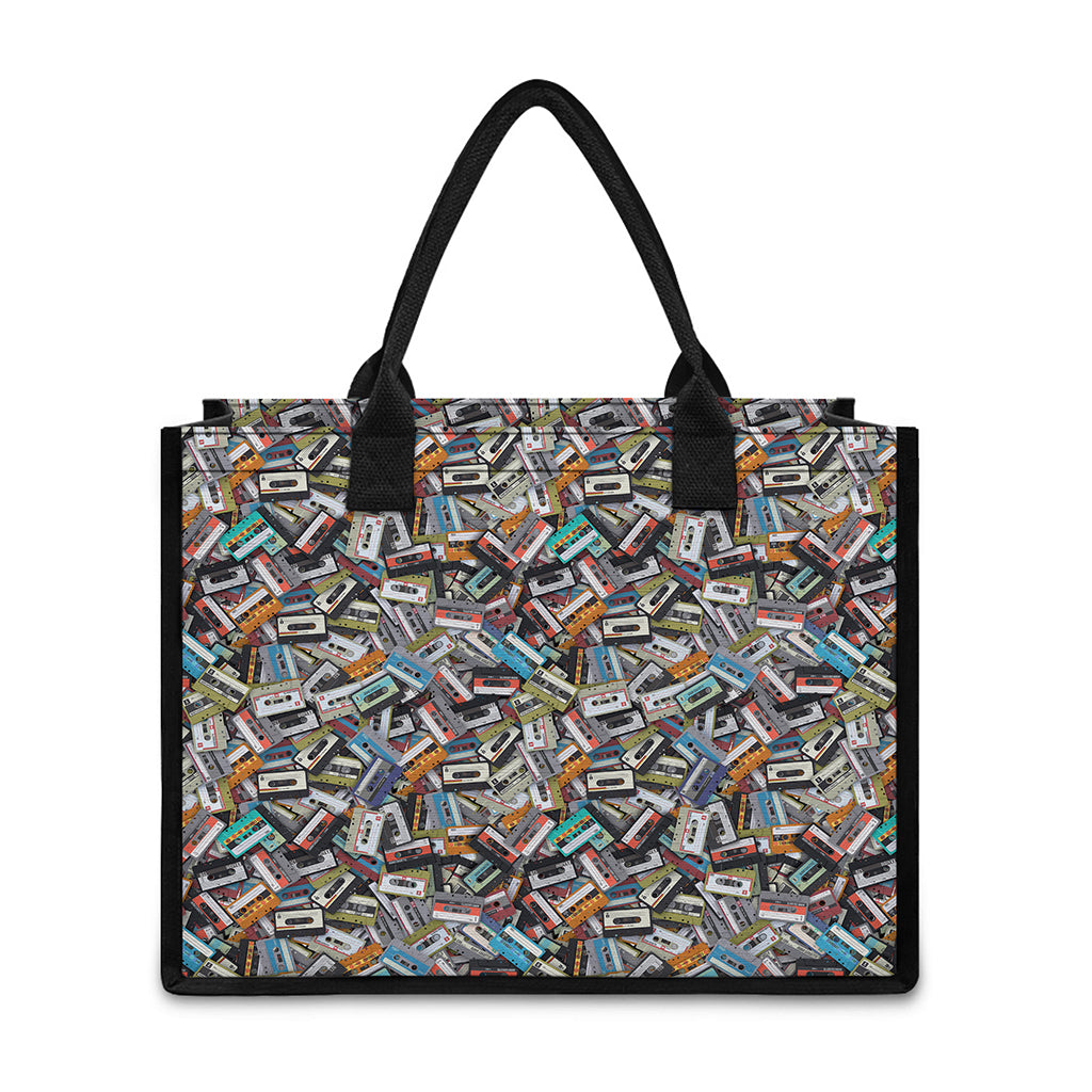 Old Cassette Tape Print Canvas Tote Bag