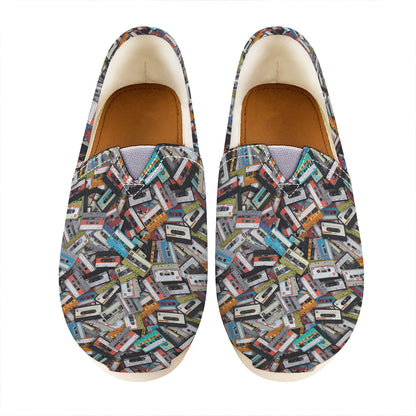 Old Cassette Tape Print Casual Shoes