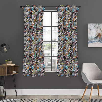 Old Cassette Tape Print Curtain