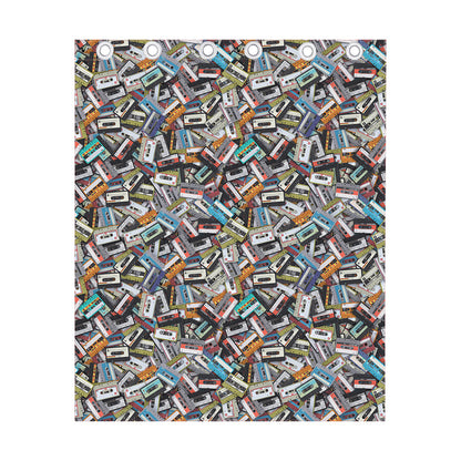 Old Cassette Tape Print Curtain