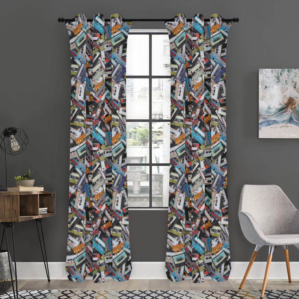 Old Cassette Tape Print Curtain