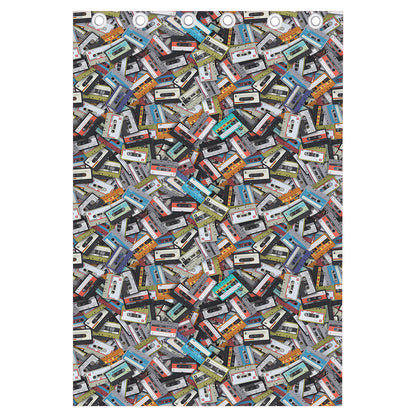 Old Cassette Tape Print Curtain