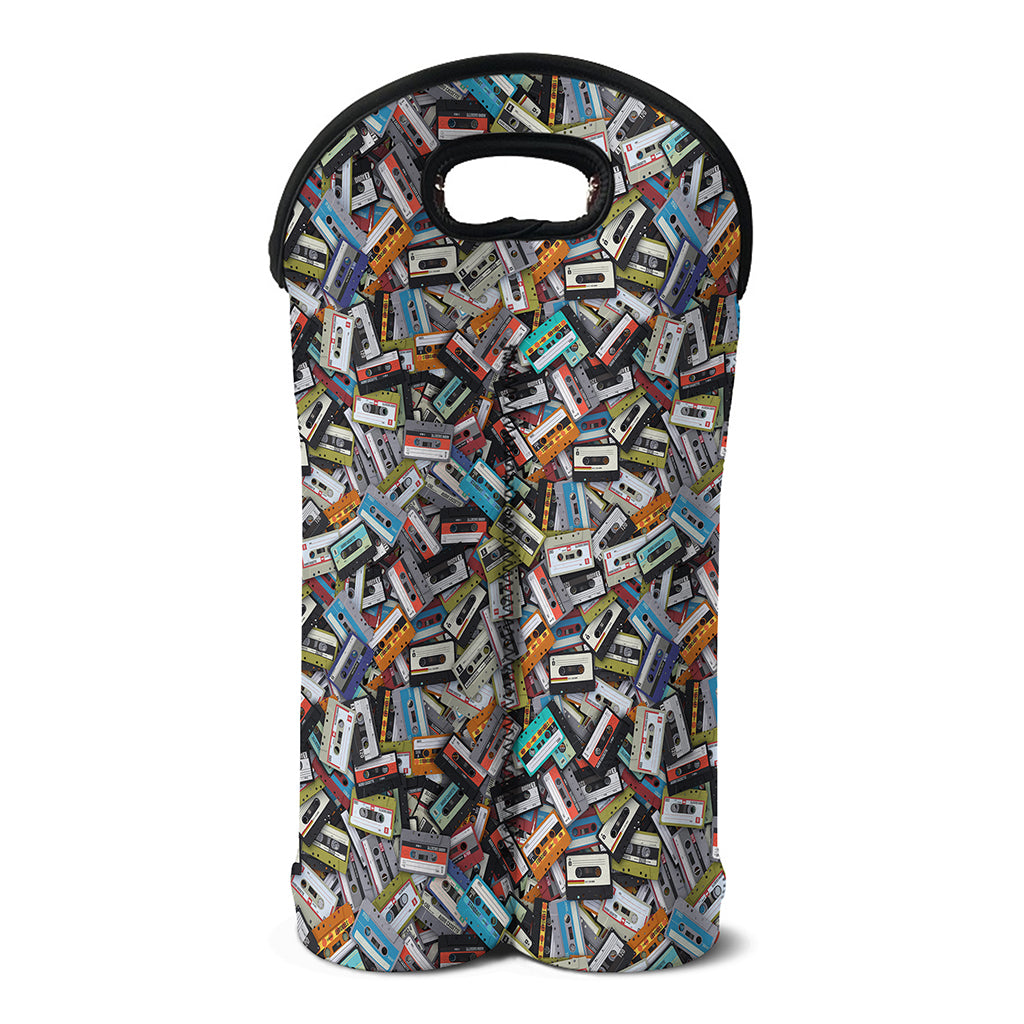 Old Cassette Tape Print Double Neoprene Wine Tote