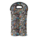 Old Cassette Tape Print Double Neoprene Wine Tote