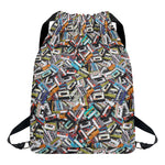 Old Cassette Tape Print Drawstring Backpack