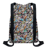 Old Cassette Tape Print Drawstring Backpack