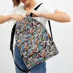 Old Cassette Tape Print Drawstring Backpack