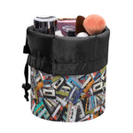 Old Cassette Tape Print Drawstring Makeup Bag