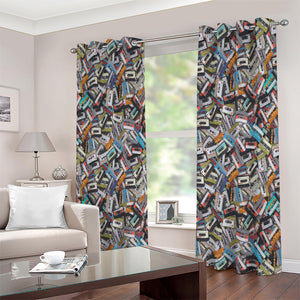 Old Cassette Tape Print Extra Wide Grommet Curtains