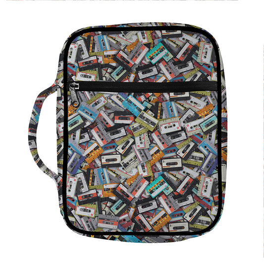 Old Cassette Tape Print Front Pocket Bible Bag