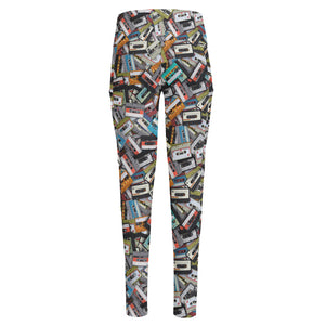 Old Cassette Tape Print High-Waisted Pocket Leggings