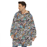 Old Cassette Tape Print Hoodie Blanket