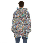 Old Cassette Tape Print Hoodie Blanket