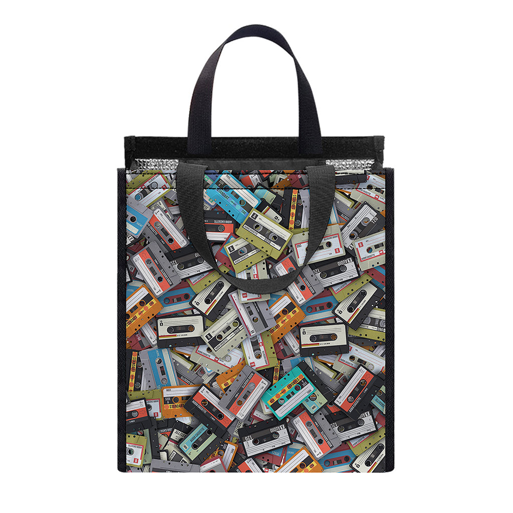 Old Cassette Tape Print Insulated Lunch Tote