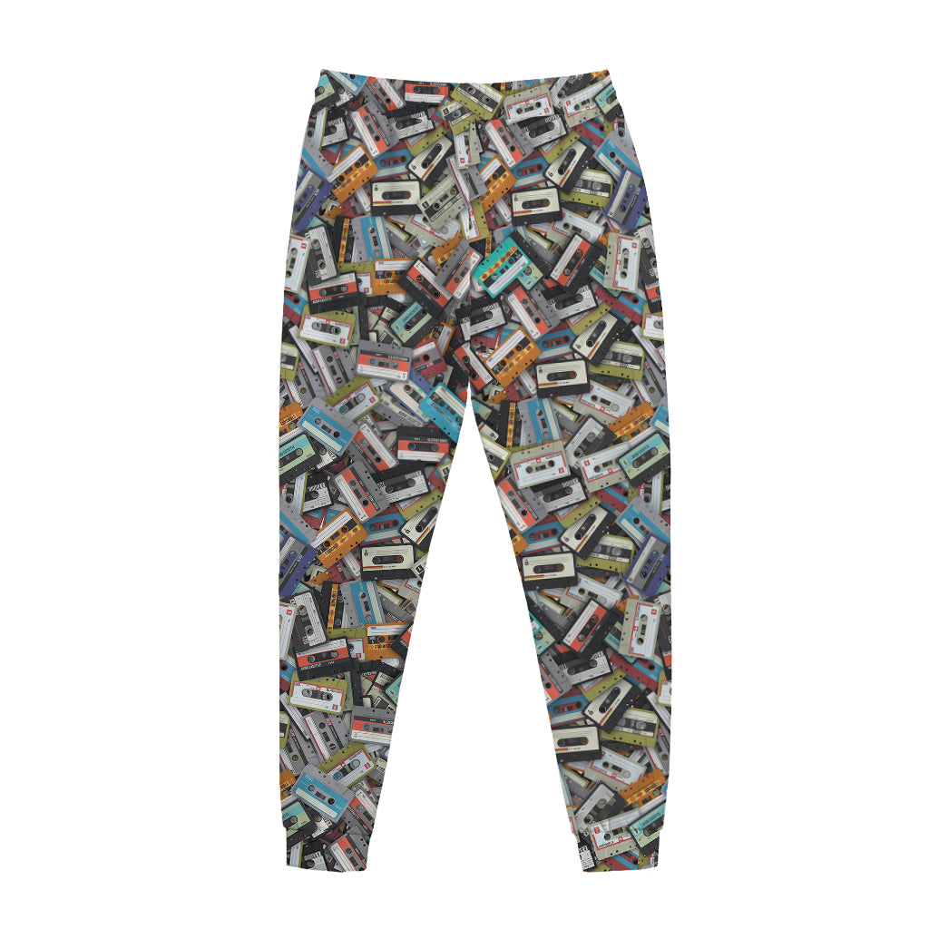 Old Cassette Tape Print Jogger Pants