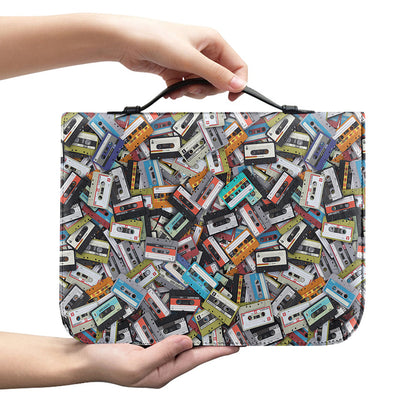Old Cassette Tape Print Leather Bible Cover