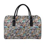 Old Cassette Tape Print Leather Duffle Bag