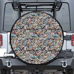 Old Cassette Tape Print Leather Spare Tire Cover