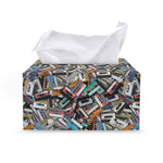 Old Cassette Tape Print Leather Tissue Box Cover