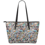 Old Cassette Tape Print Leather Tote Bag