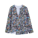 Old Cassette Tape Print Long Sleeve Short Coat