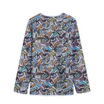 Old Cassette Tape Print Long Sleeve Short Coat