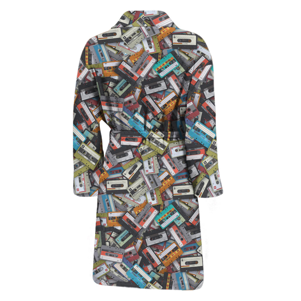 Old Cassette Tape Print Men's Bathrobe